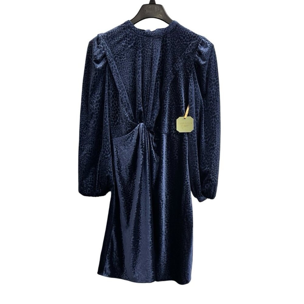 Ryegrass Dress Womens‎ M Blue Burnout Velvet Animal Print Faux Wrap Midi Flowy